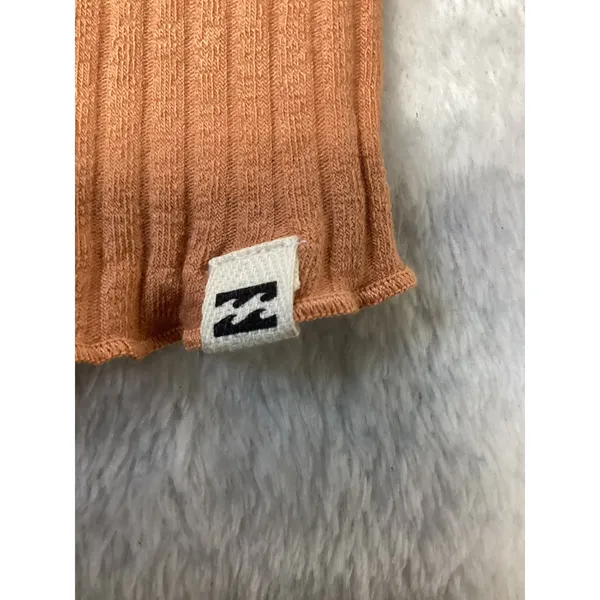 Billabong Essentials Ribbed Keyhole Tank Top Orange Lettuce Hem XS - Image 2