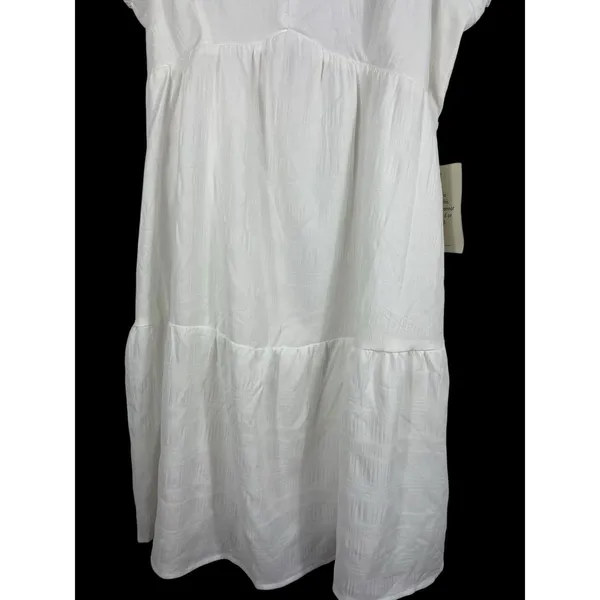 Bohme White Cottagecore Puff Sleeve Dress M Smocked Babydoll NWT Tiered - Image 4