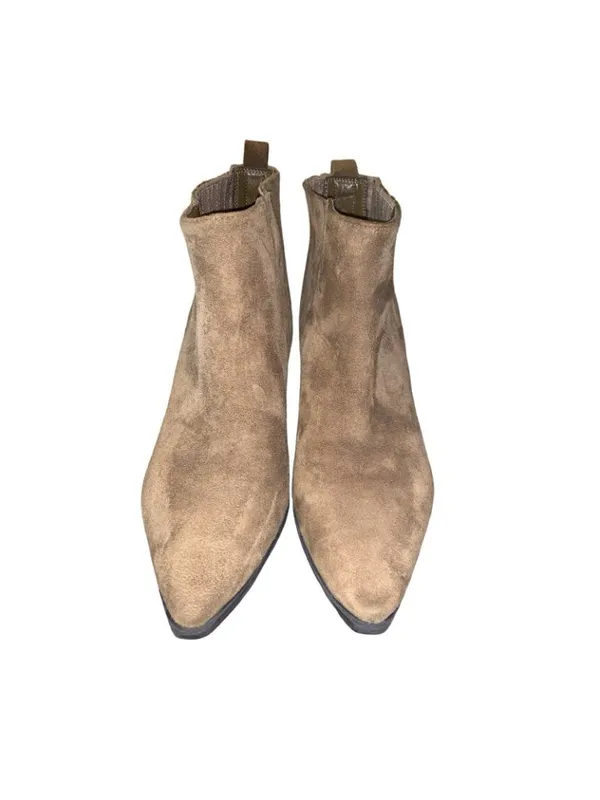 Marc Fisher Boots Womens 8 M Ankle Chelsea Heels Casual Brown Suede Pull On boho - Image 2