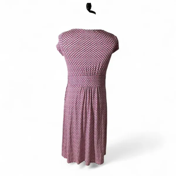Boden Amelie Jersey Women's Pink Blue Zigzag Print Smocked Waist Dress Pockets‎ - Image 3