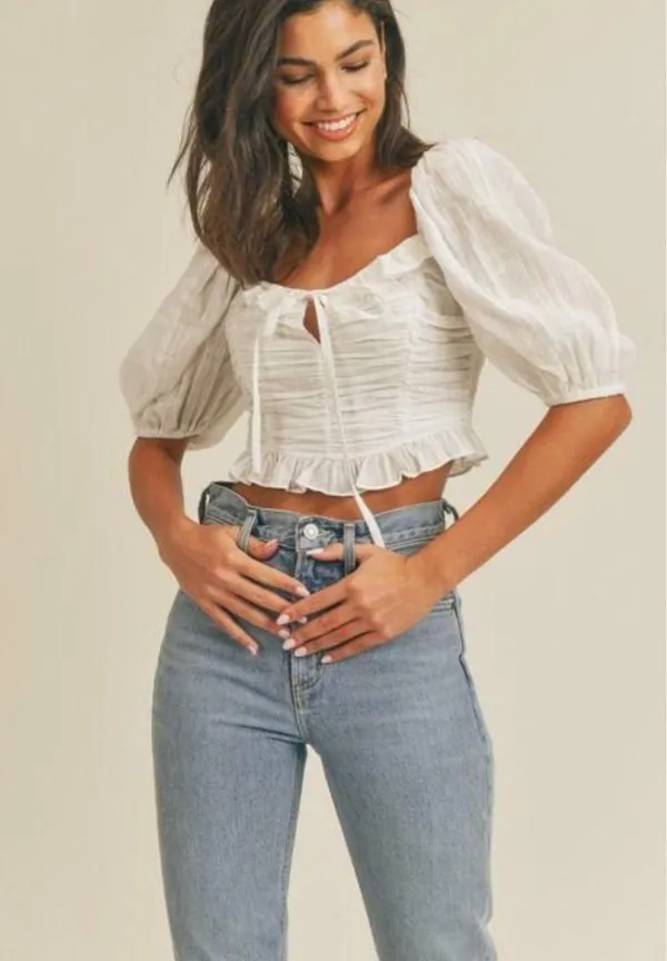 Lush Clothing Puff Sleeve Crop Top - Image 2