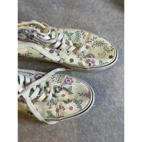 Vans‎ Sk8-Hi Tapered Stackform Floral Cream Purple Platform Sneakers Womens 8.5 - Image 2