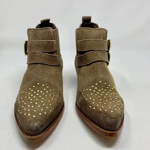 Steve Madden Nann Booties w/ Gold‎ Studs Buckle - Image 2