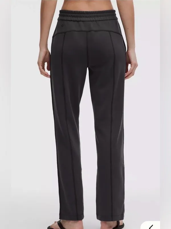 Lululemon Softstreme Straight-Leg High-Rise Pants Sz 8 Charcoal Black - Image 2
