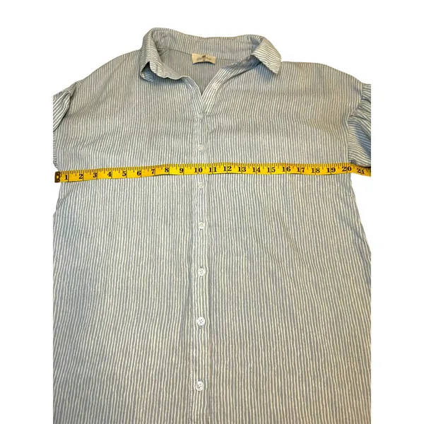Blue and White Striped Palms Away Shirt Dress - Size M - Image 7