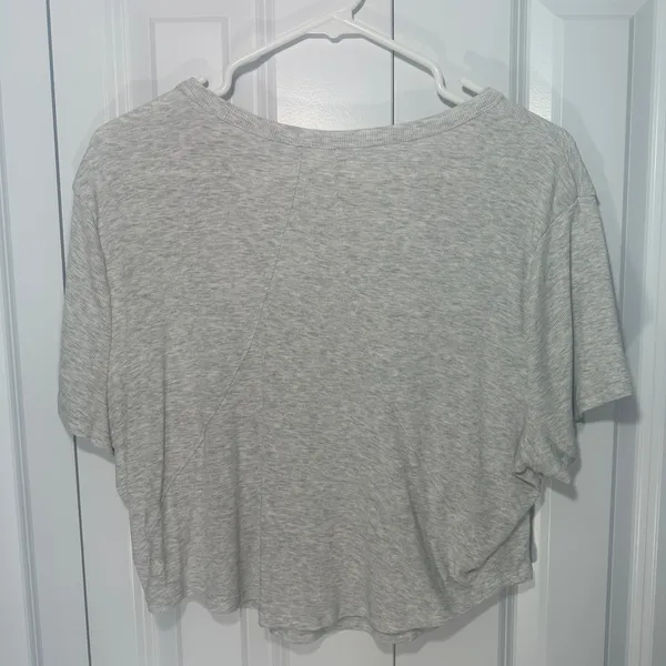All in Motion T-Shirt Womens XXL Gray Ribbed Knit Cropped Crew Flowy Soft‎ Top - Image 4