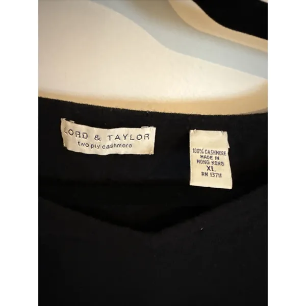 Lords & Taylor Two Ply Cashmere Women's Long Sleeve Pullover Black Sweater XL - Image 2