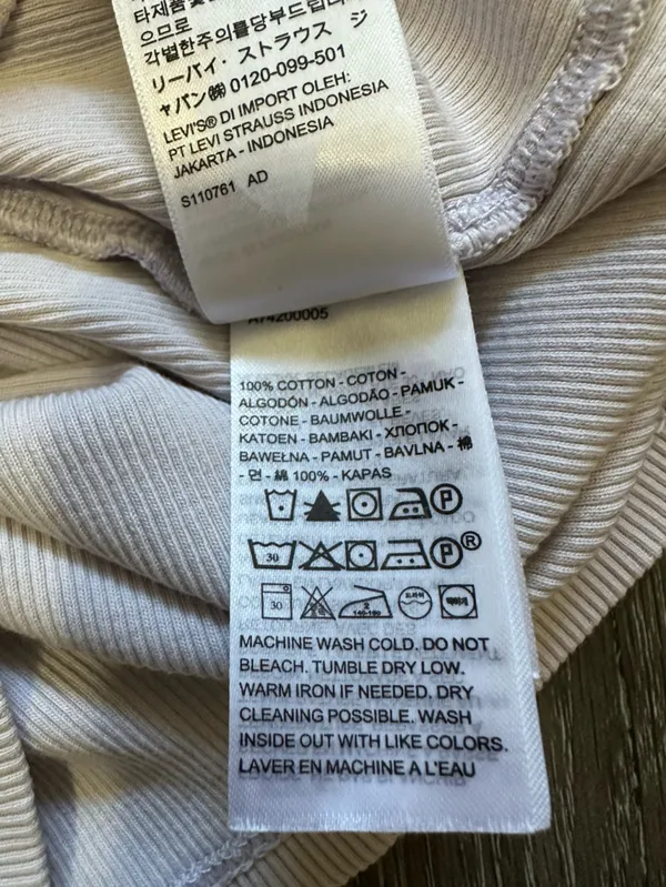 Levi's Ribbed Tank Top - Light Cream - Image 6