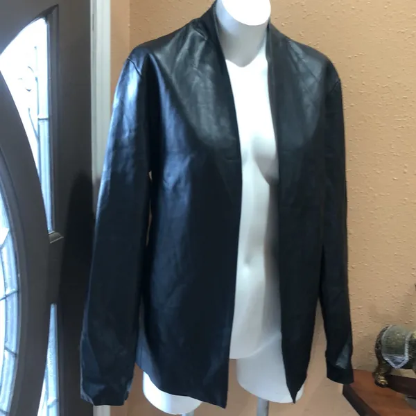 Zara faux leather black open jacket - Image 2