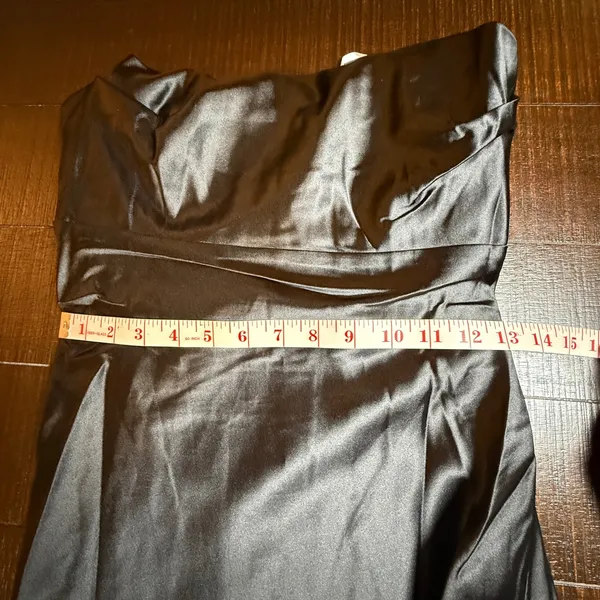 Lulus Exquisite Shine Black Satin Rhinestone Strapless Maxi Dress Gown Med NWT - Image 6