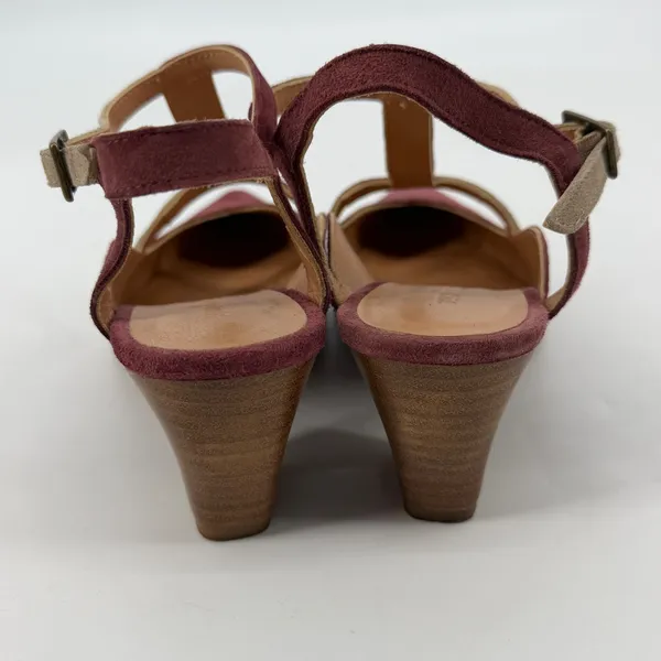 Sundance Women Burgundy Suede T-Strap Pointed Toe Block Heel Pumps Shoes‎ - Image 3