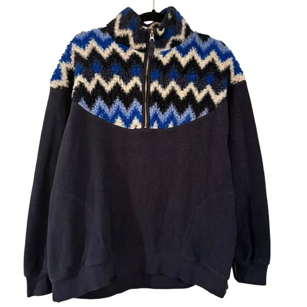 Aerie cozy Sherpa chevron oversized pullover size M - Image 9