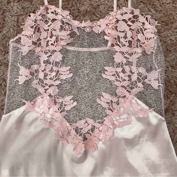 Y2K Pink Fairy Coquette Dollette Feminine Romantic Mesh Lace Dainty Mini Slip M - Image 4