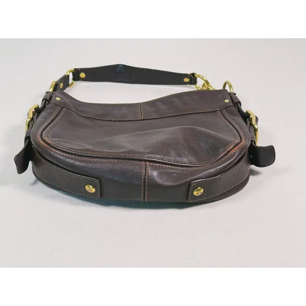 Vintage Y2K Coach Leather Hobo Bag Brown Gold Hardware Shoulder Purse Zip 2000s - Image 6