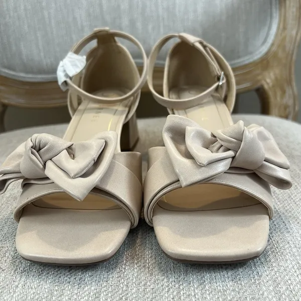 Journee Zevi Blush Bow Block Heels Sandals 8.5M Coquette Balletcore Bridal - Image 5