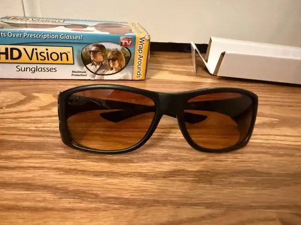 HD Vision Wrap Around Sunglasses Brown Black - Image 8