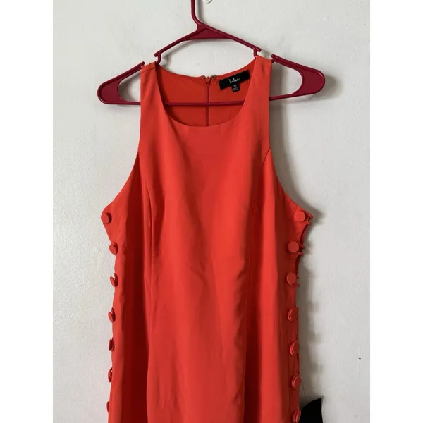 NWT Lulus Masterfully Mod Bright Orange Side Button Midi Dress Size XL Resort - Image 6