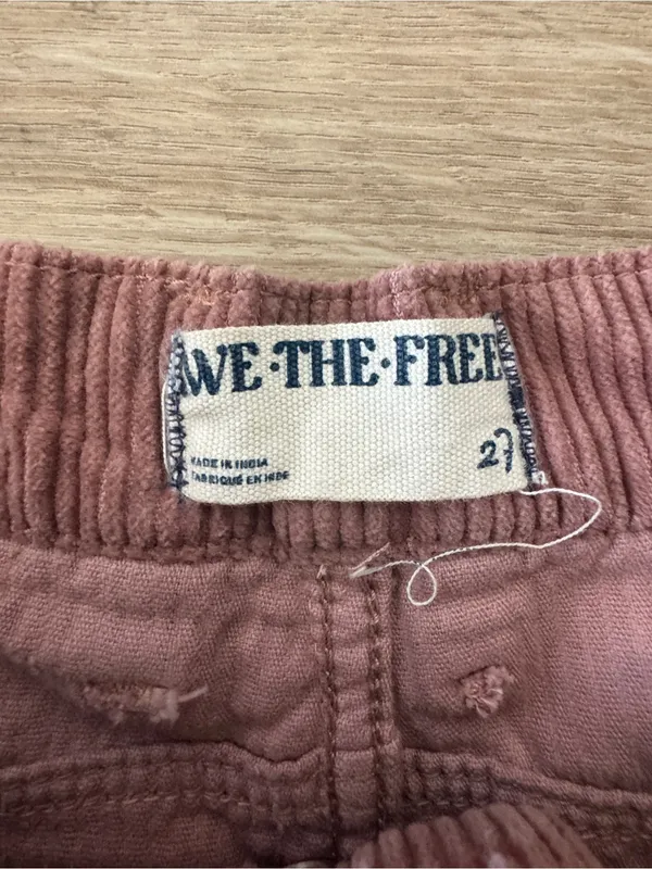 Free People We The Free Good Luck Barrel Corduroy Jeans Size 27 Withered Rose - Image 3