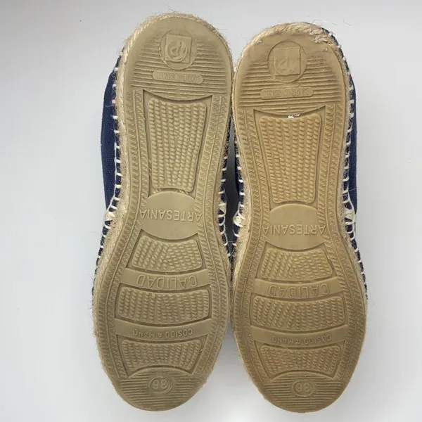 Toni Pons Blue Canvas Espadrilles Tan Trim Slip-On - Image 16