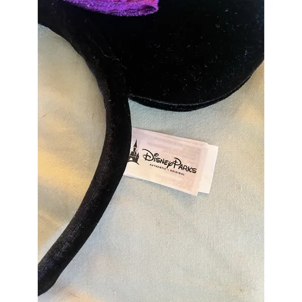 Disney Parks Minnie Mouse Pin Trader Ears Headband Only 2017 Black Purple Bow - Image 2