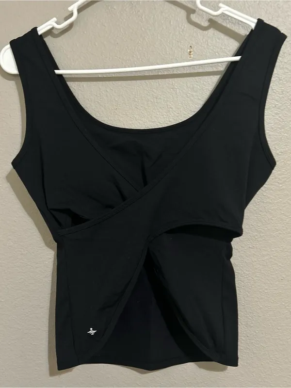 Halara Black U Neck Crossover Yoga Padded Longline Tank Top Women’s Size Small - Image 7