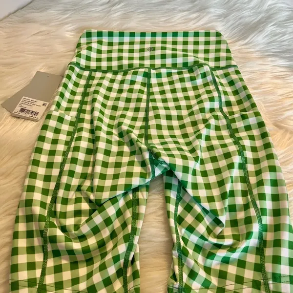 NEW Antonio Melani 5" Bike Shorts High Waisted Size XS Green White Plaid - Image 7