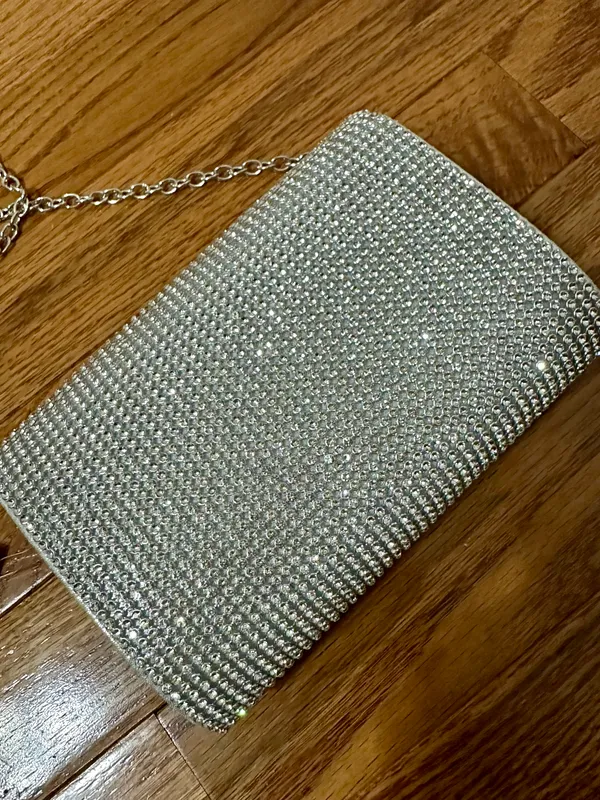 Kelly & Katie New Silver Rhinestone Crossbody Purse - Image 5