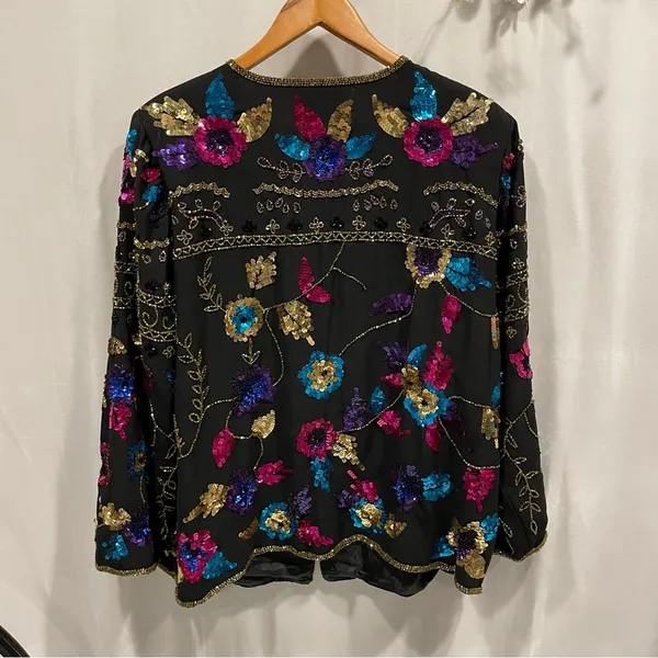 Stunning Drapers & damon’s silk beaded sequin cardigan vintage heavy - Image 6