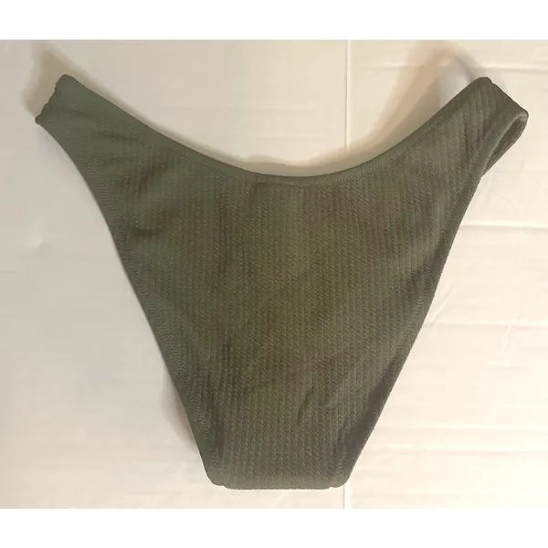 J Crew Olive Green Textured Curved-Waist Cheeky Bikini Bottom Size Large NWT‎ - Image 2