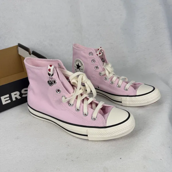 Converse Chuck Taylor All Star Womens 8.5 UK 6.5 Valentine Heart Charm‎ Pink - Image 5