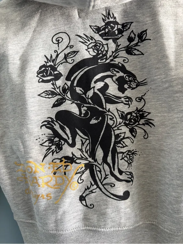 Ed Hardy Cropped Full-Zip Grey Hoodie - Image 5