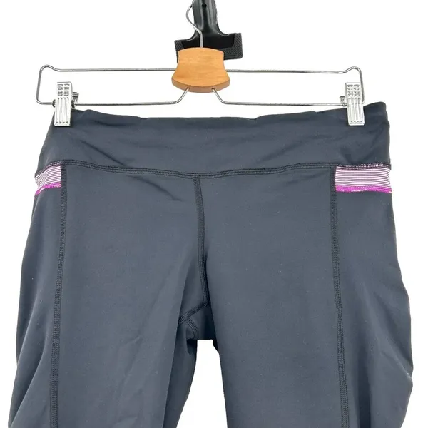 Lululemon‎ Take Flight Bike Shorts Black Purple Stripe Size 10 - Image 2