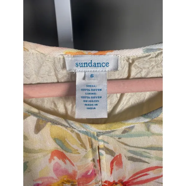 Sundance Size 6 Botanical‎ Floral Maxi Dress Handkerchief Hem Boho Resort - Image 6