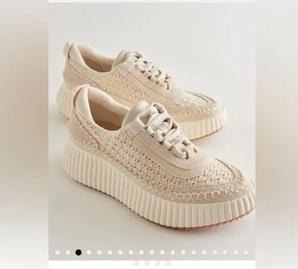 Dolce Vita “Dolen” Platform woven Cream Sneakers with textured fabric size 7.5 - Image 3