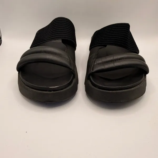 Sorel Kinetic Impact II Slide Black Leather Platform‎ Sandal Womens 7.5 - Image 4