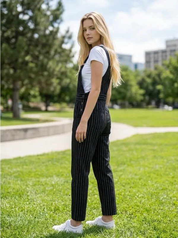 Black Pine Overalls Womens Small Cotton Dark Boho Barn Lumberjack Country Grunge - Image 14