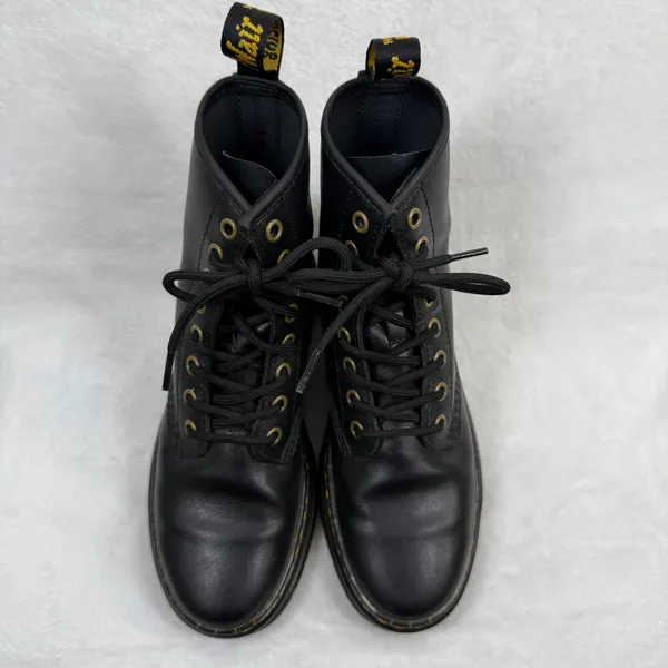 Dr. Martens Zavala Black Leather Combat Boots Womens‎ Size 5 USL AW004 Round Toe - Image 4
