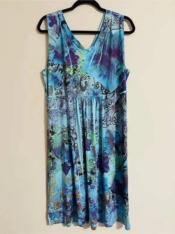 Style & Co. Y2K Vintage Boho Embellished Empire Waist Midi Dress XL Liquid Knit - Image 11