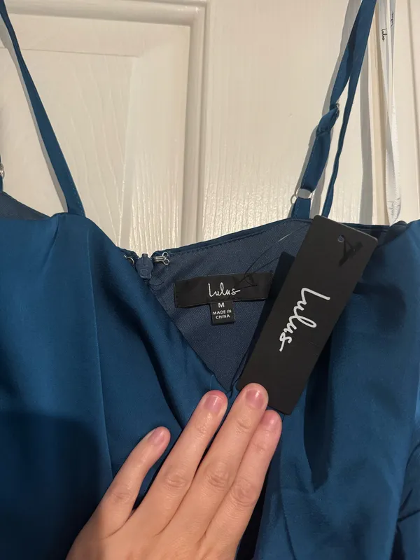 Lulus Blue Satin Maxi Dress - Image 2