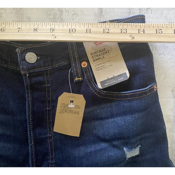 Levis Ribcage Straight Ankle Jean High Rise Slim Hip Denim Sculpting Sz 29 x 27 - Image 5