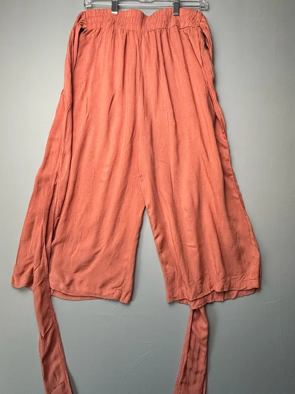 Free People Coral Gauze Wide Leg Crop Pants Boho Resort Lounge XS - Image 6