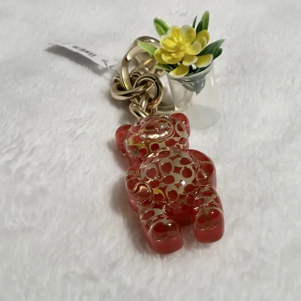 Coach Resin Gummy Bear Bag Charm Gold/Wine CK062 Keychain - Image 9