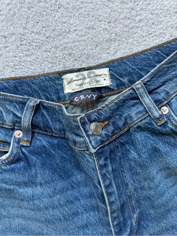 Free People Distressed Straight-Leg Blue Jeans - Image 4