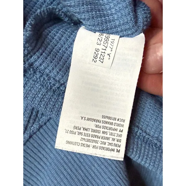 American Eagle Blue Mock Neck Turtleneck Crop Top Women XL Layer Fitted Ribbed - Image 5