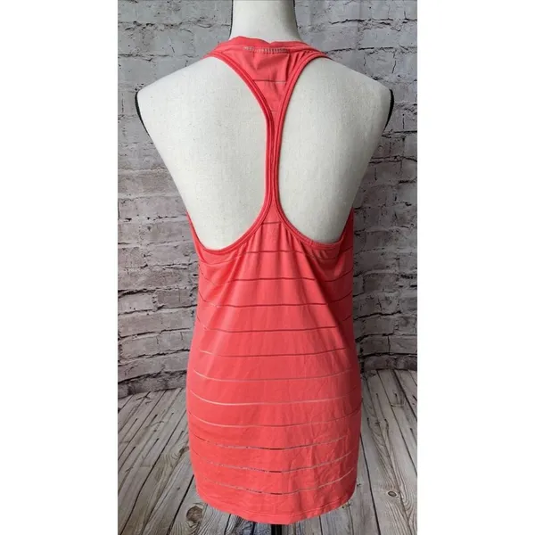 Athleta Orange Racerback Tank‎ Top Thin Sheer Stripes Size ST Small Tall Workout - Image 4
