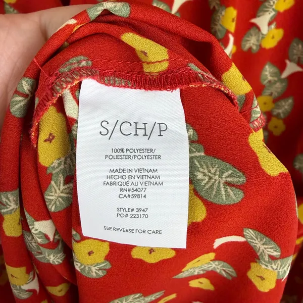Cabi Red Floral Button Down Shirt‎ Small Lightweight Office Modest Career Layers - Image 5