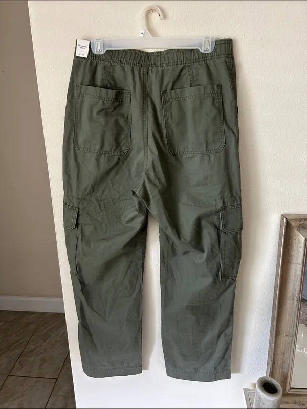 Abercrombie NWT green utility cargo wide leg cotton pants women 10 /30” - Image 7
