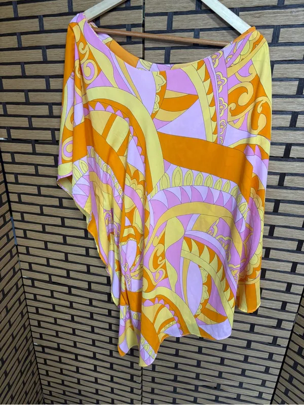Show me Your MuMu Orange And Pink One Shoulder Flowy Dress Size Medium - Image 2