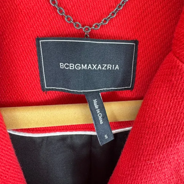 BCBGMAXAZRIA Womens Red Single Button Riding Coat Jacket Bold Chic Size S Small - Image 6
