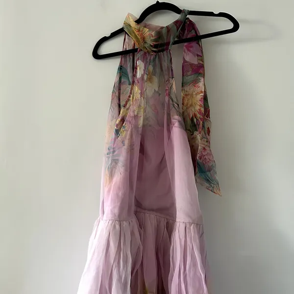 Anthropologie BHLDN Kendall High-Neck Scarf Floral Organza Maxi Dress NWT Size S - Image 3